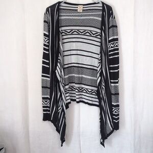 Faded Glory Black Grey Open Waterfall Cardigan Size Large